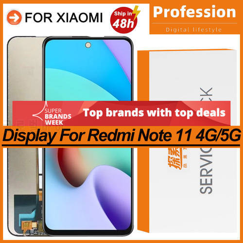 Original For Xiaomi Redmi Note 11 4G 21121119SC LCD Display Touch Screen Panel Digitizer For Redmi Note 11 5G 21091116AC Display