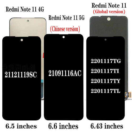 For Xiaomi Redmi Note 11 LCD Display Touch Screen Digitizer Assembly For Redmi Note 11 4G Note 11 5G LCD Replacement Parts