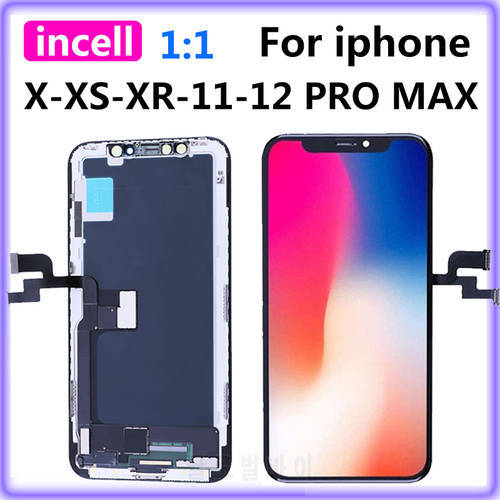 100%Test A+ incell Frontal For iPhone 11 12 Pro Max LCD Display 3D Touch Screen Digitizer Replacement Assembly Part X XS XR OLED