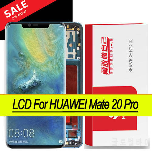 100% Original 6.39&39&39 AMOLED Display with Frame for Huawei Mate 20 Pro LCD Touch Screen Digitizer Repair Parts + Service Pack