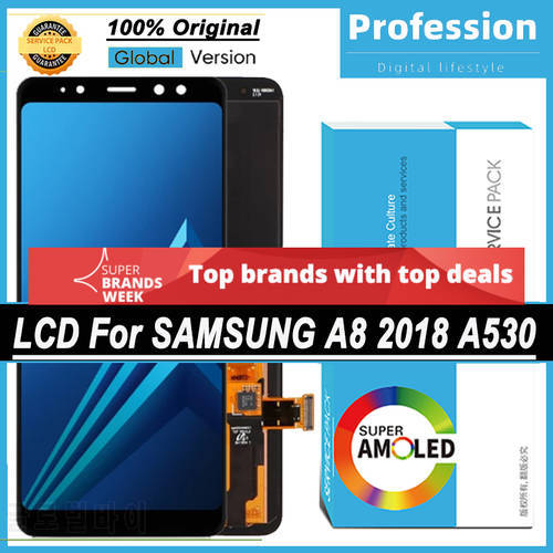 100% Original 5.6&39&39 AMOLED Display for Samsung Galaxy A8 2018 A530 A530F LCD Touch Screen Digitizer Assembly Repair Parts