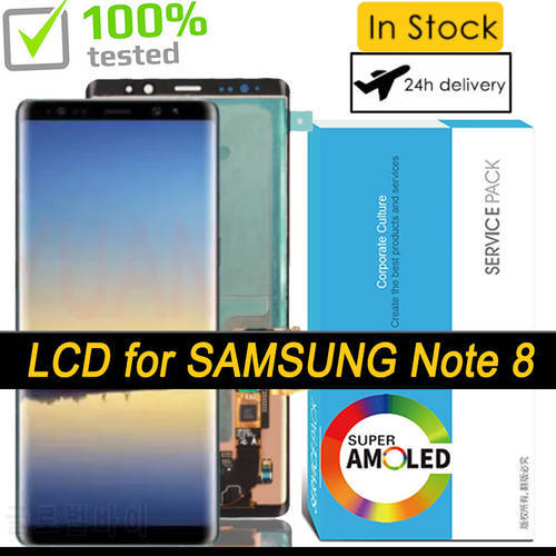 100% Original 6.3&39&39 AMOLED LCD Display Touch Screen Digitizer for Samsung Galaxy Note 8 N9500 N9500F Pantalla Repair Parts