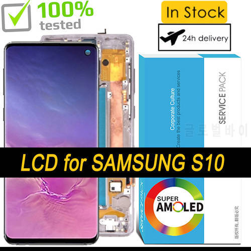 100% Original 6.1&39&39 Super AMOLED LCD Display Touch Screen Digitizer for Samsung Galaxy S10 G973 G973F Repair Parts