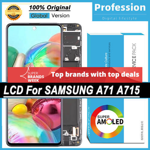 100% Original 6.7&39&39 AMOLED Display for Samsung Galaxy A71 A715 A715F A715FD LCD Touch Screen Digitizer Assembly Repair Parts