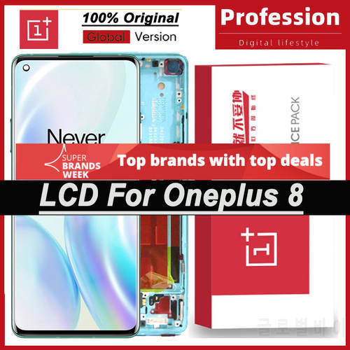 100% Original 6.55&39&39 AMOLED Display for OnePlus 8 IN2013 IN2017 Full LCD Touch Screen Digitizer Repair Parts with Service Pack