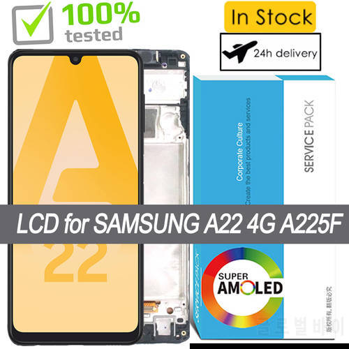 100% New Original AMOLED For Samsung Galaxy A22 4G A225F A225F/DS A225M LCD Display Touch Screen Digitizer Assembly Replacement