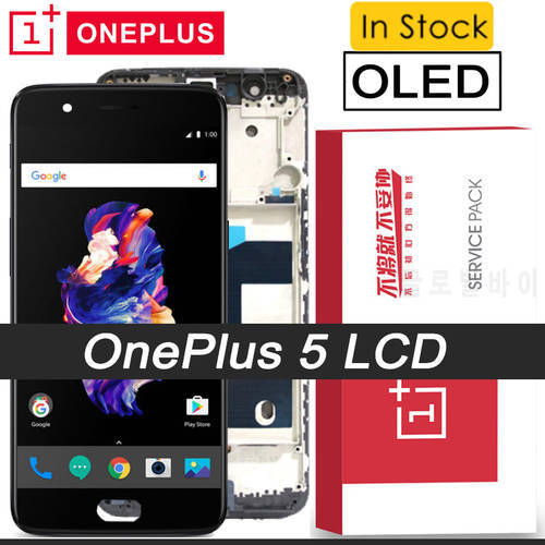 100% Tested 5.5 inches OLED Display with frame for OnePlus 5 1+5 A5000 LCD Touch Screen Digitizer Replacement Parts