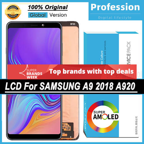 100% Original 6.3&39&39 AMOLED Display for Samsung Galaxy A9 2018 A920 Full LCD Touch Screen Digitizer Assembly Repair Parts