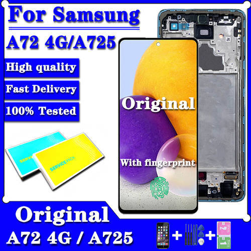 6.7&39&39Original For Samsung Galaxy A72 4G LCD touch screen digitizer Assembly With Frame For Samsung A725 replacement Repair Part