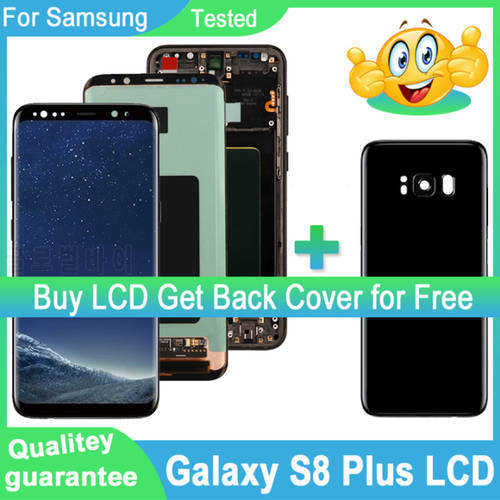 100% Original AMOLED For Samsung Galaxy S8 Plus LCD Display S8 Plus G955 G955F LCD Touch Screen Repair parts LCD with Back Cover