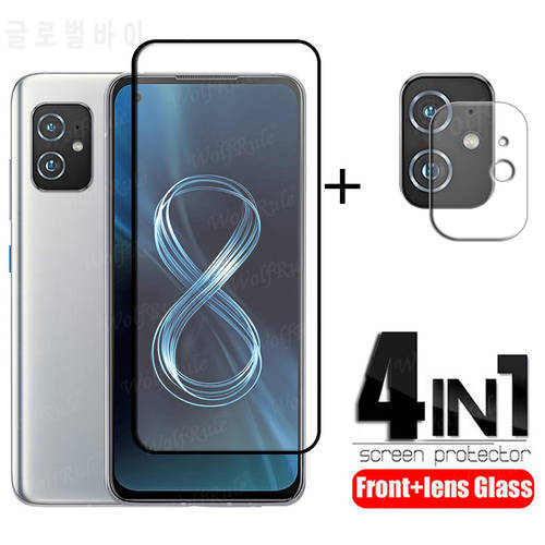 4-in-1 For Asus Zenfone 8 Glass For Asus Zenfone 8 Tempered Glass Full Glue HD Screen Protector For Asus Zenfone 8 Lens Glass