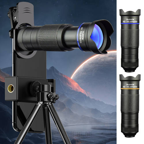 Phone Camera Lens 36X HD Zoom Telephoto Lens Universal Cell Phone Camera Lens With Tripod Eyemask Storagebag Works With Any