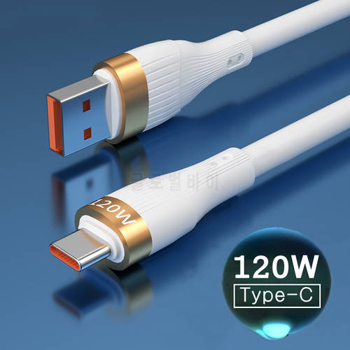 120W USB C Cable Fast Charging Cord For Samsung Xiaomi Huawei Data Wire liquid silicone Quick Charge Type C Cable Charger Line