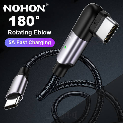 NOHON PD 100W 60W USB C To Type C Cable 5A Fast Charging Data Cord For MacBook Pro Laptop Tablet Tipo C Charger Cable 2m