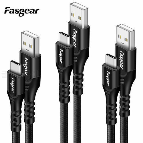 Fasgear 3A USB Type C Cable USB Fast Charging Mobile Phone Android Charger Type-C Data Cord for Samsung S10 Huawei Xiaomi Redmi