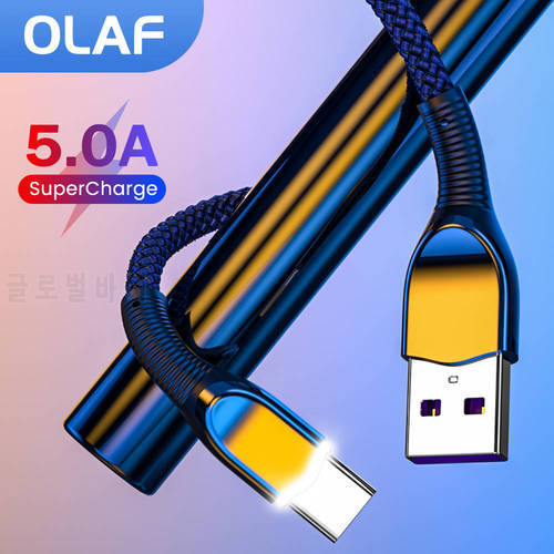 OLAF 5A USB Type C Cable Fast Charging With LED Light Micro USB Cable for iPhone 11 12 Xiaomi Samsung Type C Data Charge Cord