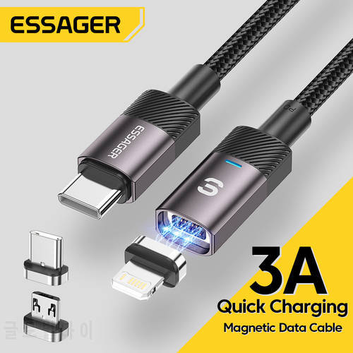 Essager PD 60W Magnetic Cable USB Type C Fast Charger For iPhone 13 12 Pro Max USB C To Type C Micro USB Cable For Huawei Cord