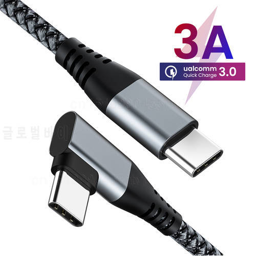 60W USB C To USB Type C Data Cable For Samsung S20 USB C PD 3A Fast Charger Cord USB-C Type-C Cable Straight Elbow For Xiaomi