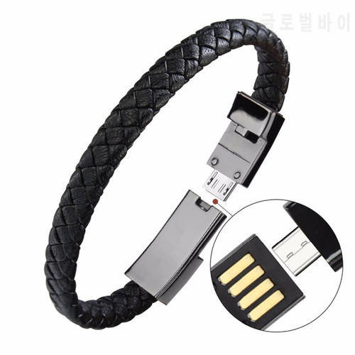 Outdoor Portable Leather Micro USB Bracelet Charger Type-C Data Charging Cable Sync Cord USB Type C Charger For Samsung Android