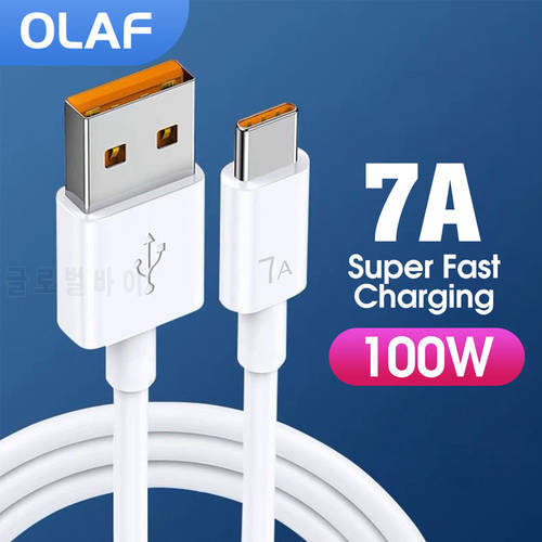 Olaf 7A 100W Type C Super-Fast Charge Cable USB Fast Charing Data Cord for Samsung S22 Xiaomi Mi 12 11 Oneplus Huawei mate 30 40