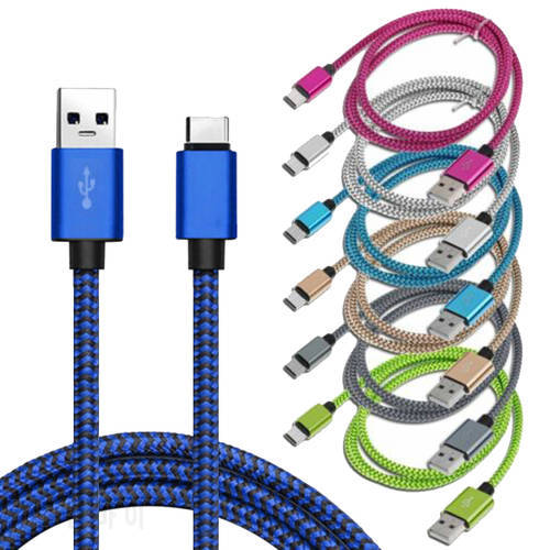 Type C USB Cable 2 Meters Copper Denim Wire Cable 2A Fast Charging Mobile Phone Data Cord Wire 6 Colors Cable for Android Phone