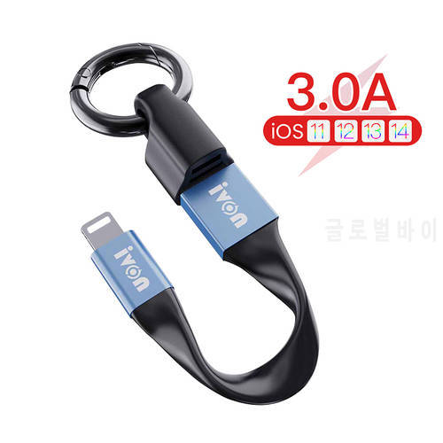 Ultra Short Keychain 3A USB C Cable For iPhone 14 13 12 Pro Max 8-Pin Micro USB C Charger Data Cable For Xiaomi Samsung Huawei