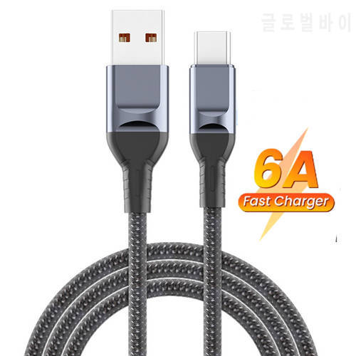 66W USB Type C Cable For Huawei P40 Pro 6A Fast Charging Type C Cable USB C Charger Moble Phone For Xiaomi USB-C Date Wire Cord