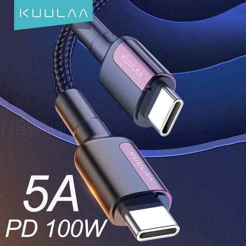 KUULAA USB Type C to USB C Cable for Samsung S20 S10 S9 PD 100W Fast Charging Cable QC 4.0 Type-C Charger For Macbook iPad Cord