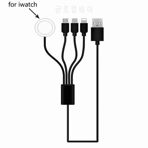 4 in 1 USB charging cable, for USB C (type-c) mobile phone, for Micro USB device, for Iphone Ipad, for iWatch series