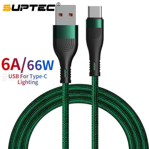 SUPTEC 6A USB Type C Cable For Huawei P30 P40 Pro 66W Fast Charging Wire USB-C Charger Data Cord For Samsung S21 ultra S20 Poco