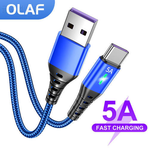 Olaf 5A LED USB Type C Cable Fast Charging USB C Cable For Huawei Xiaomi Samsung Oppo Mobile Phone Charging Wire USB Micro Cable
