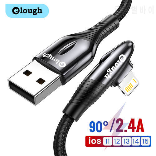 Elough 90 Degree USB Lighting Cable For iPhone 13 12 Pro Max XS Cable 2.4A Fast Charging Cable For iPhone Game Cable Date Cord