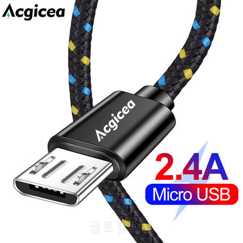 Acgicea Nylon Braided Micro USB Cable 0.5/1m/2m/3m Data Sync USB Charger Cable For Samsung S7 S6 LG Xiaomi Android Phone Cables