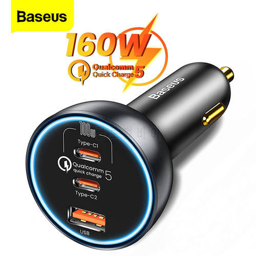 Baseus 160W Car Charger Quick Charge 5.0 QC 4.0 PD 3.0 USB C Charger PPS Fast Charging For iPhone 14 Samsung Macbook Pro Laptop