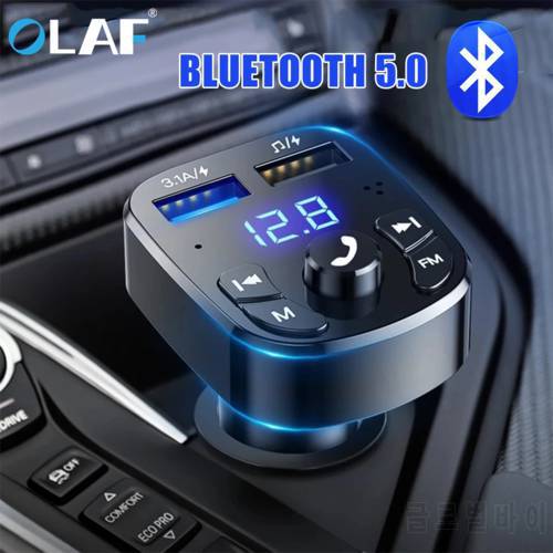 Olaf Car FM Transmitter Bluetooth 5.0 Handsfree Car Kit Audio MP3 Modulator 2.1A Player Audio Receiver 2 USB Fast Charger