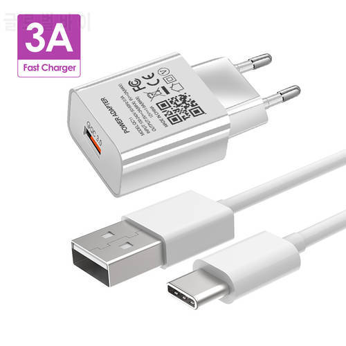 3A USB Type C Cable Fast Charger for Huawei Y9A NOVA 8 7 6 5 SE Y9S Y8S Y7P Y6P Y5P P SMART 2019 2020 2021 EU Charging Adapter