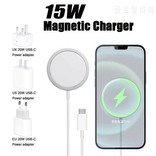 15W Magnetic Wireless Charger 20W USB-C Power Adapter Cable for iPhone 8 11 Pro Plus12 13 Pro Max 12 13pro Qi for iPhone 12 Mini