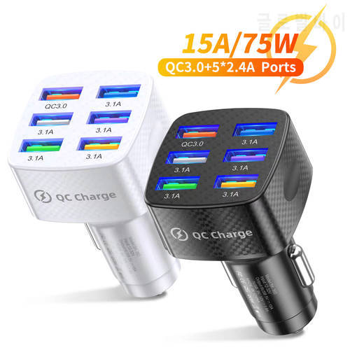 6U 75W 15A USB Charger LED Quick Charge 3.0 For IPHONE Samsung Xiaomi HUAWEI Charger adapter For Smartphones Fast Charging CE