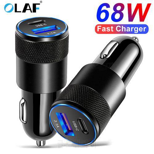 68W Car Type c Charger Fast Charging PD Car Phone Charger Quick Charge 3.0 Mobile Charger For Phone in Car For Huawei Xiaomi