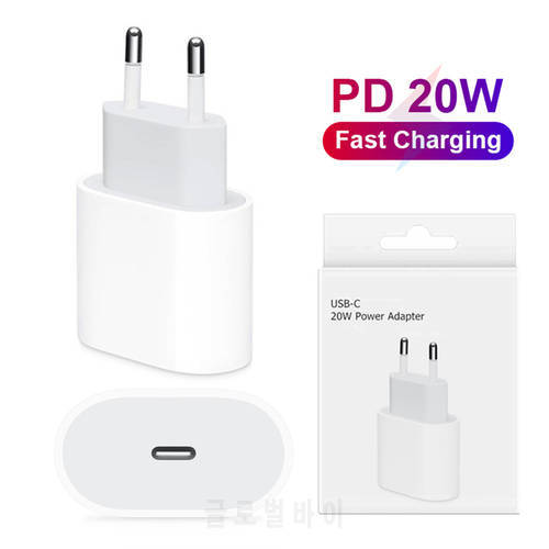 20W USB-C PD Charger for iPhone 13 12 11 Pro Max X XR XS Max 8 Plus 12 13 mini SE EU Plug USB C Fast Charger Cable Power Adapter