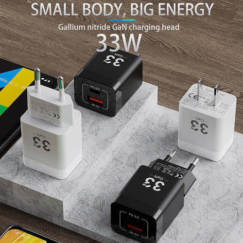 USB Type C Fast Charger 65W QC PD 3.0 Dual Port Mini Portable Adapter For IPhone 13 12 IPad Xiaomi samsung Fast Wall Chargers