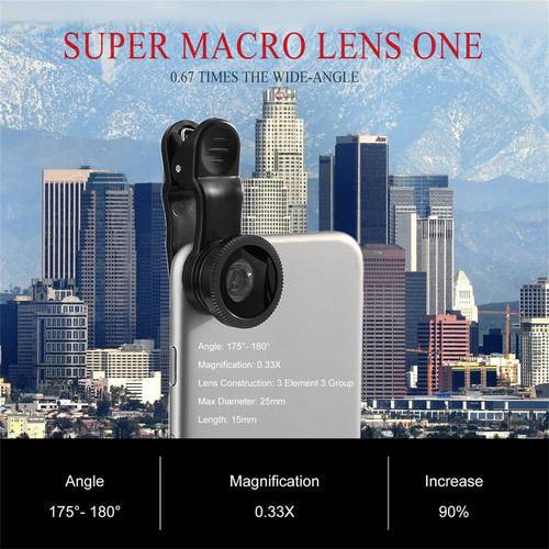 2 In 1 Mobile Phone Lens 0.33x Super Wide Angle 10.0x Macro HD Camera Lens For iPhone 12 11 8 7 6 XS Huawei Xiaomi Samsung