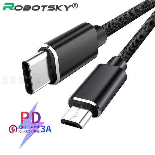 USB Type C To Micro USB 5A Fast Charging Adapter Cable PD 100W QC4.0 Quick Charger Data Cable For Macbook Samsung Xiaomi Huawei