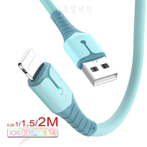 USB Data Cable For iPhone 12 Mini 12 Pro Max X XR 11 XS 8 7 6s Liquid Silicone USB Quick Charging Cable Charger Cable Cord