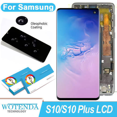 100% Original Amoled Display with frame Samsung Galaxy S10 Full LCD S10 Plus SM-G9750 G975F Touch Screen Digitizer Repair parts