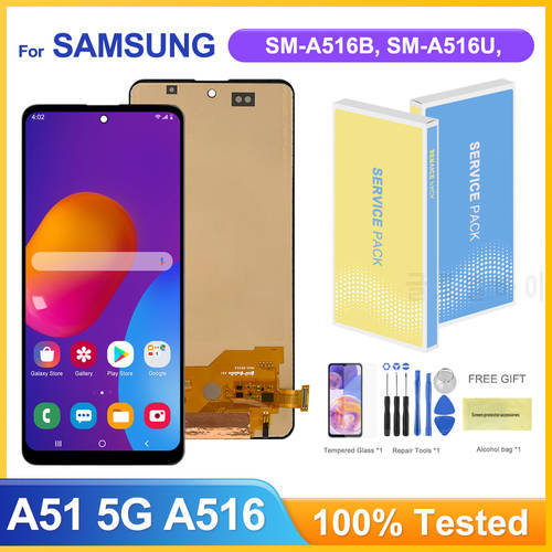 100% Tested A51 5G Display Screen with Frame, for Samsung Galaxy A51 5G A516 A516F Lcd Display Touch Screen Digitizer Assembly