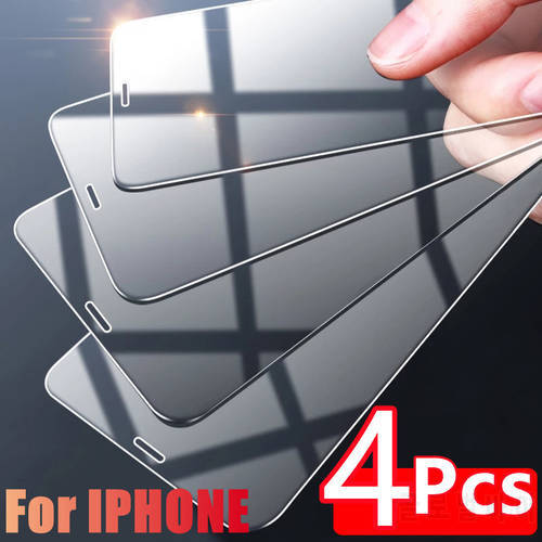 4PCS Tempered Glass for iPhone 11 12 13 Pro XR X XS Max Screen Protector on for iPhone 12 Pro Max Mini 7 8 6 6S Plus 5S SE Glass