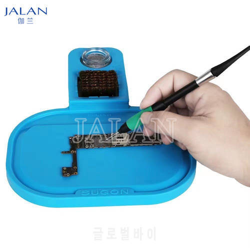 High Temperature Resistance Pad Microscope Use Insulation Mat With Copper Brush Sodering Iron Head Clean Powder Motherboard Tool