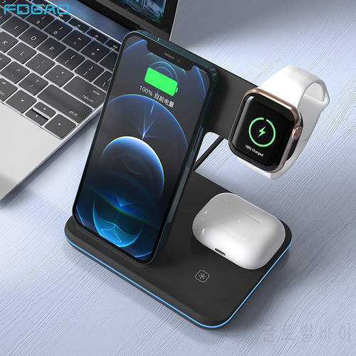 3 in 1 Wireless Charger 15W Fast Charging Stand for Apple Watch 8 7 6 iPhone 14 13 12 11 XS XR 8 Airpods Pro Induction Chargers