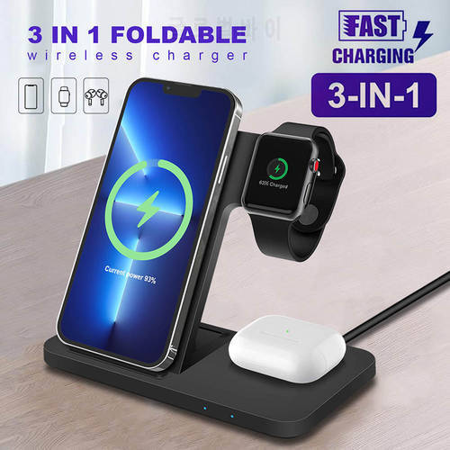 20W Wireless Charger 4 in 1 Fast Charging Station Dock For Apple iWatch 8 7 6 Airpods Pro iPhone 14 13 12 11 X 8 Foldable Stand
